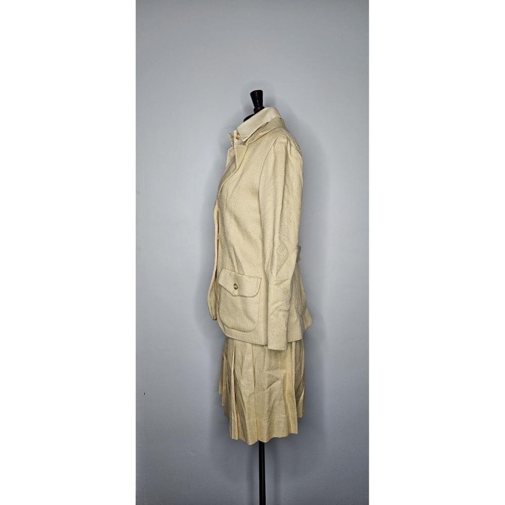 VTG 1960s California Girl Tweed Dress & Jacket Set Embroidered Belt Mod M - Picture 3 of 10